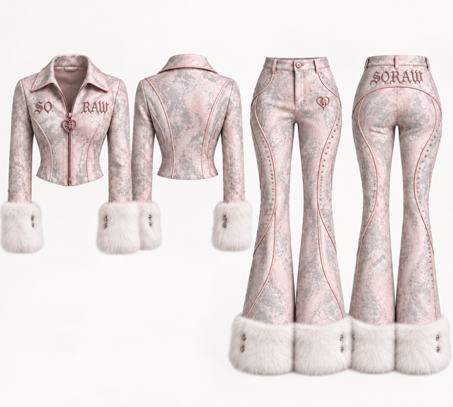 SORAW Signature Set shown with detachable plush cuffs on the jacket and pants